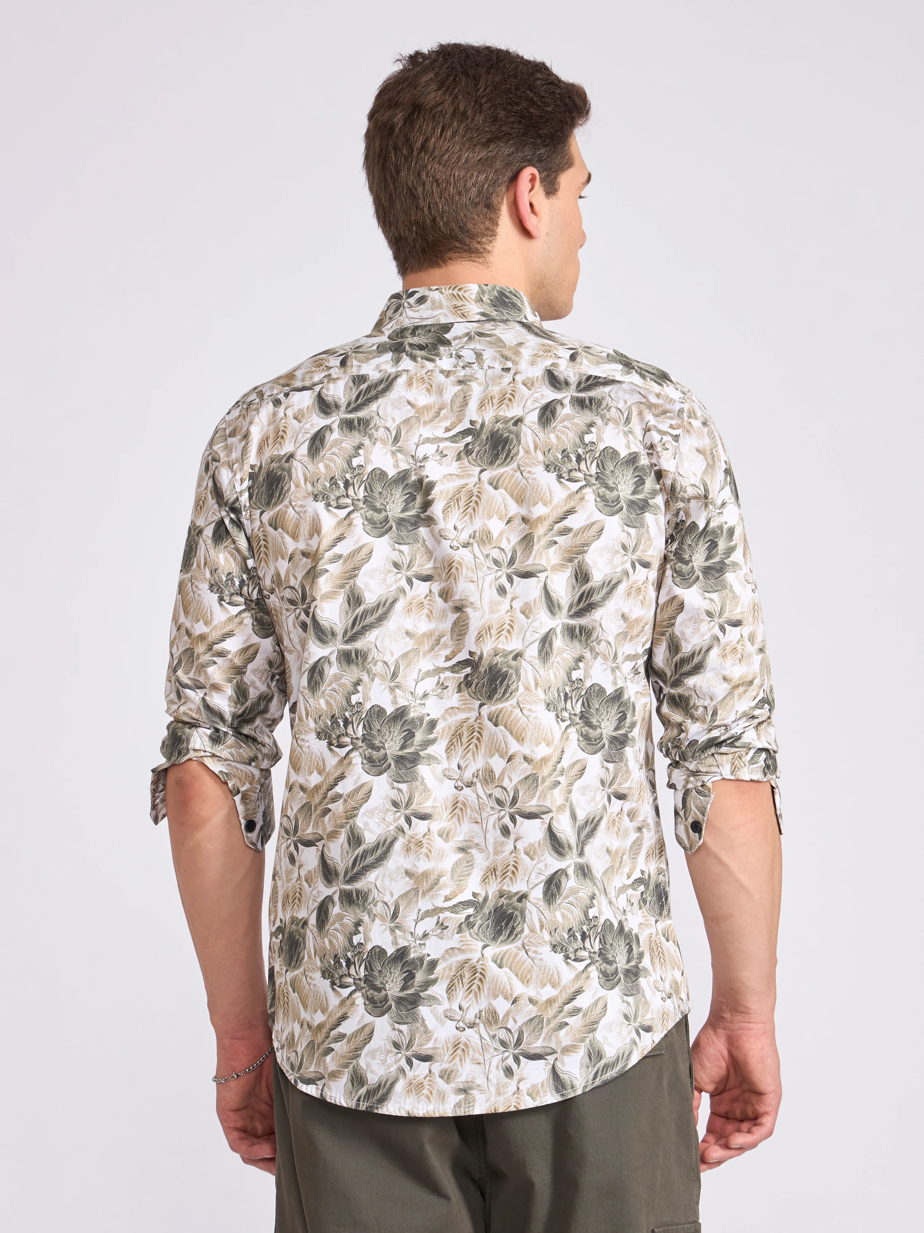 Ulfred - Satin Floral Printed Shirt - Dark Sea Green - Image 6