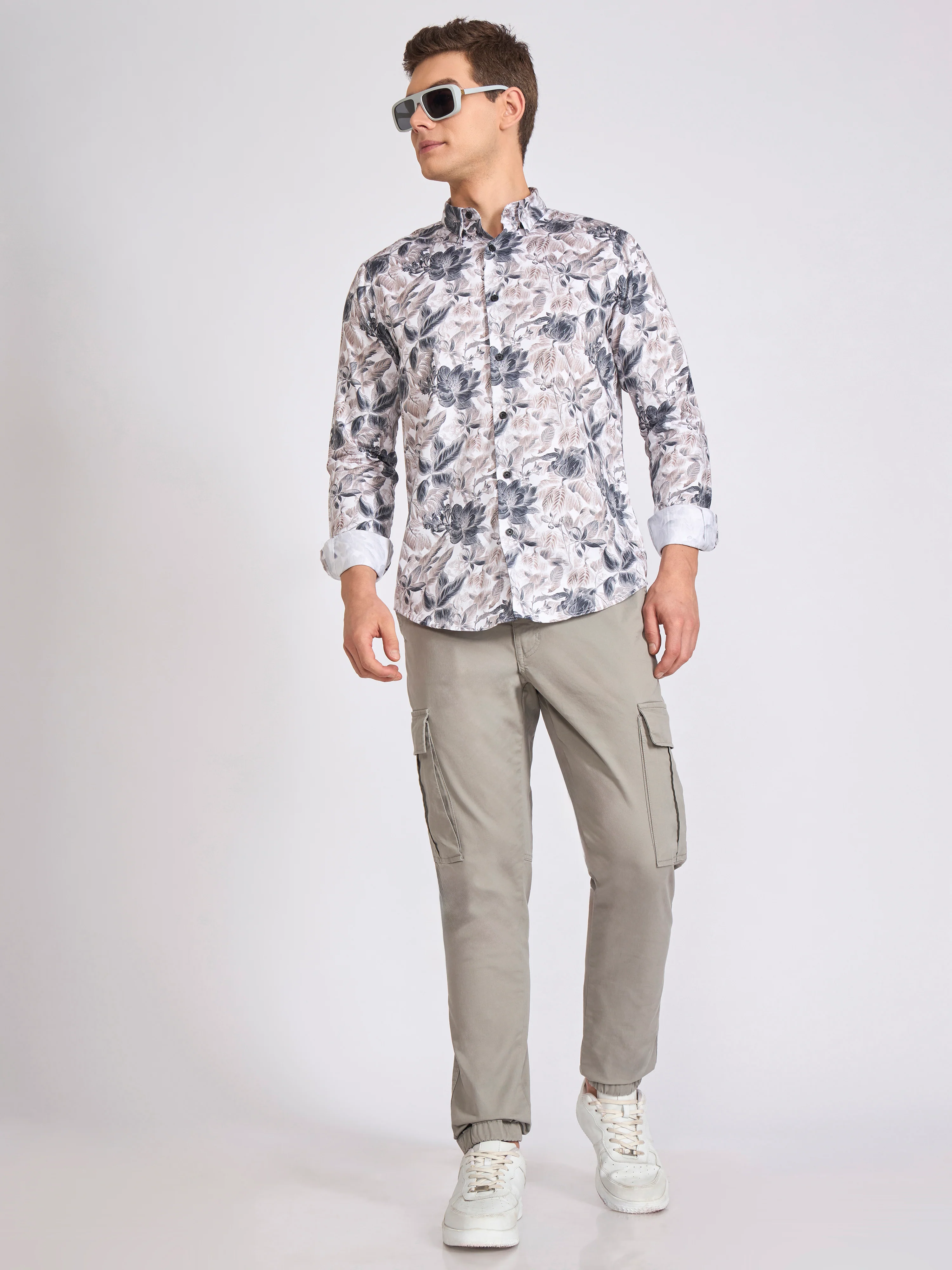 Ulfred - Satin Floral Printed Shirt - Dark Steel Blue - Image 2