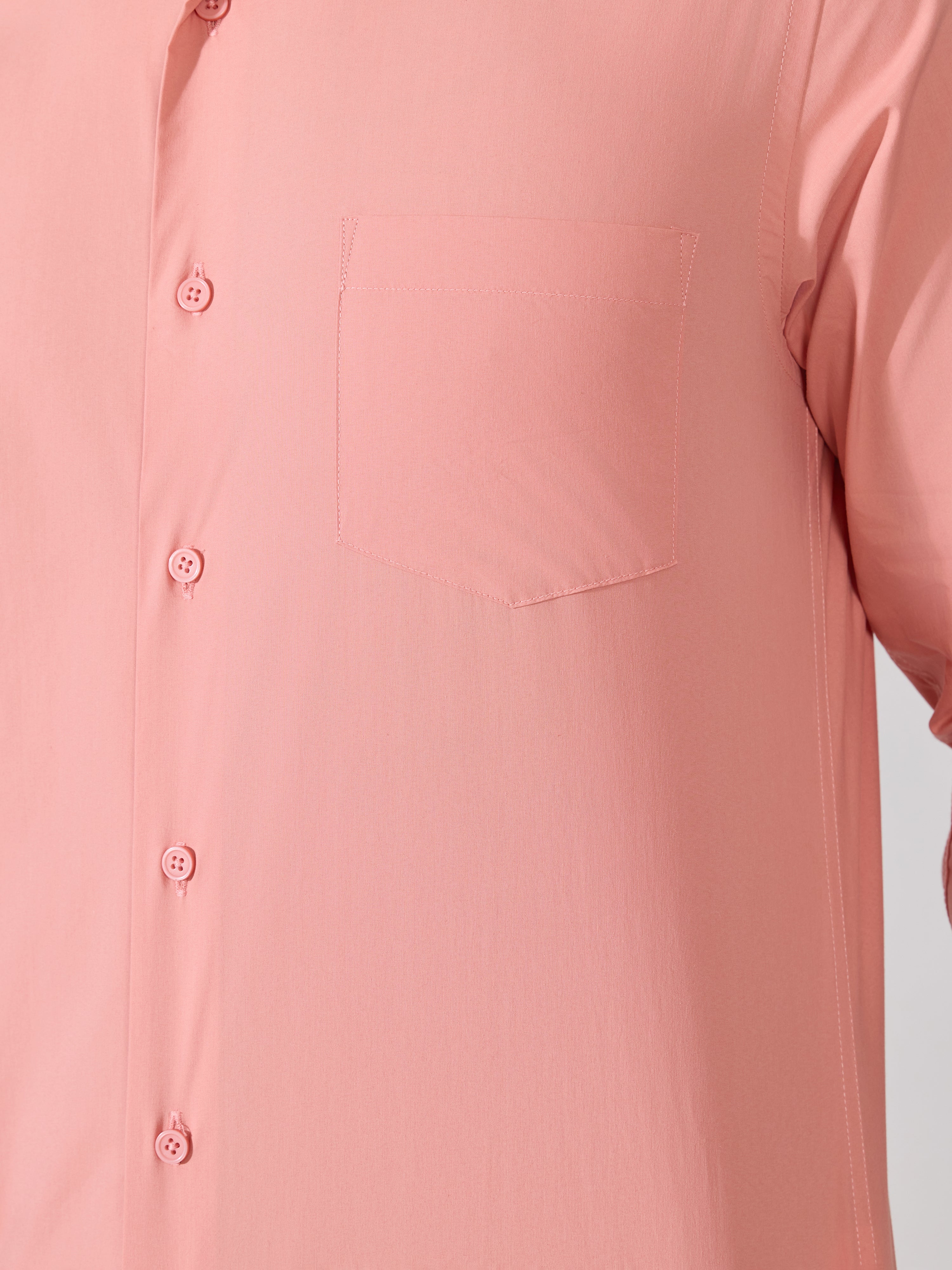 Valerius - Trim Fit Poplin Shirt - Coral - Image 3