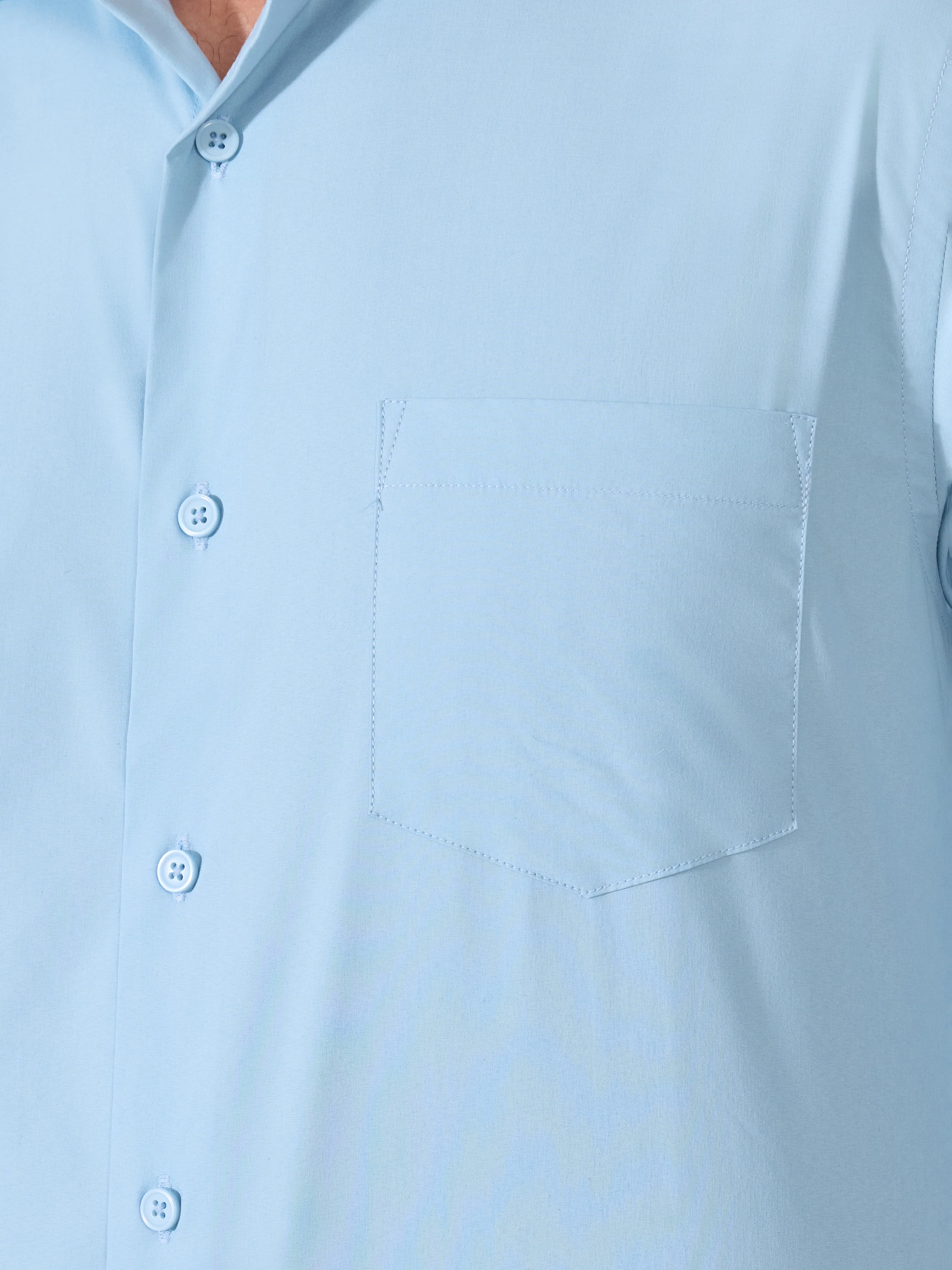 Valerius - Trim Fit Poplin Shirt - Light Blue - Image 3