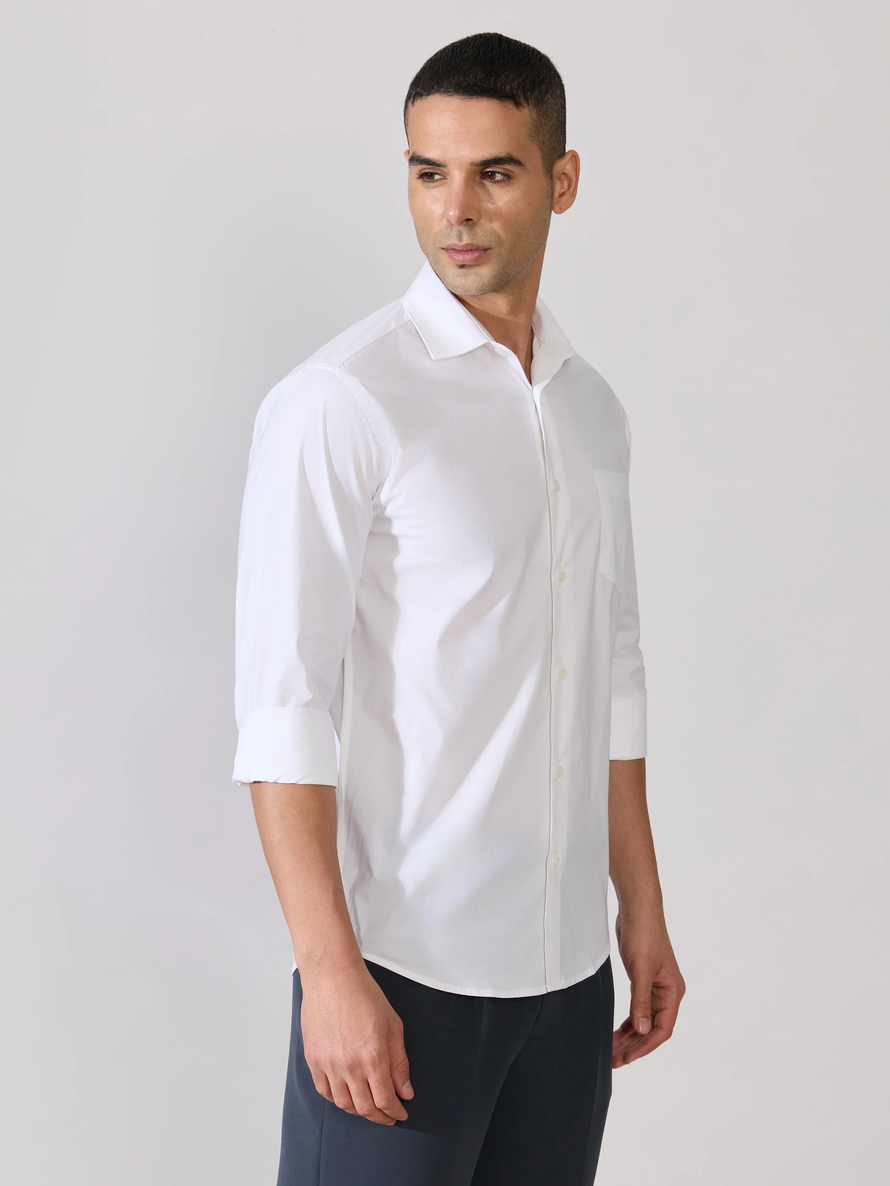 Valerius - Trim Fit Poplin Shirt - White - Image 2