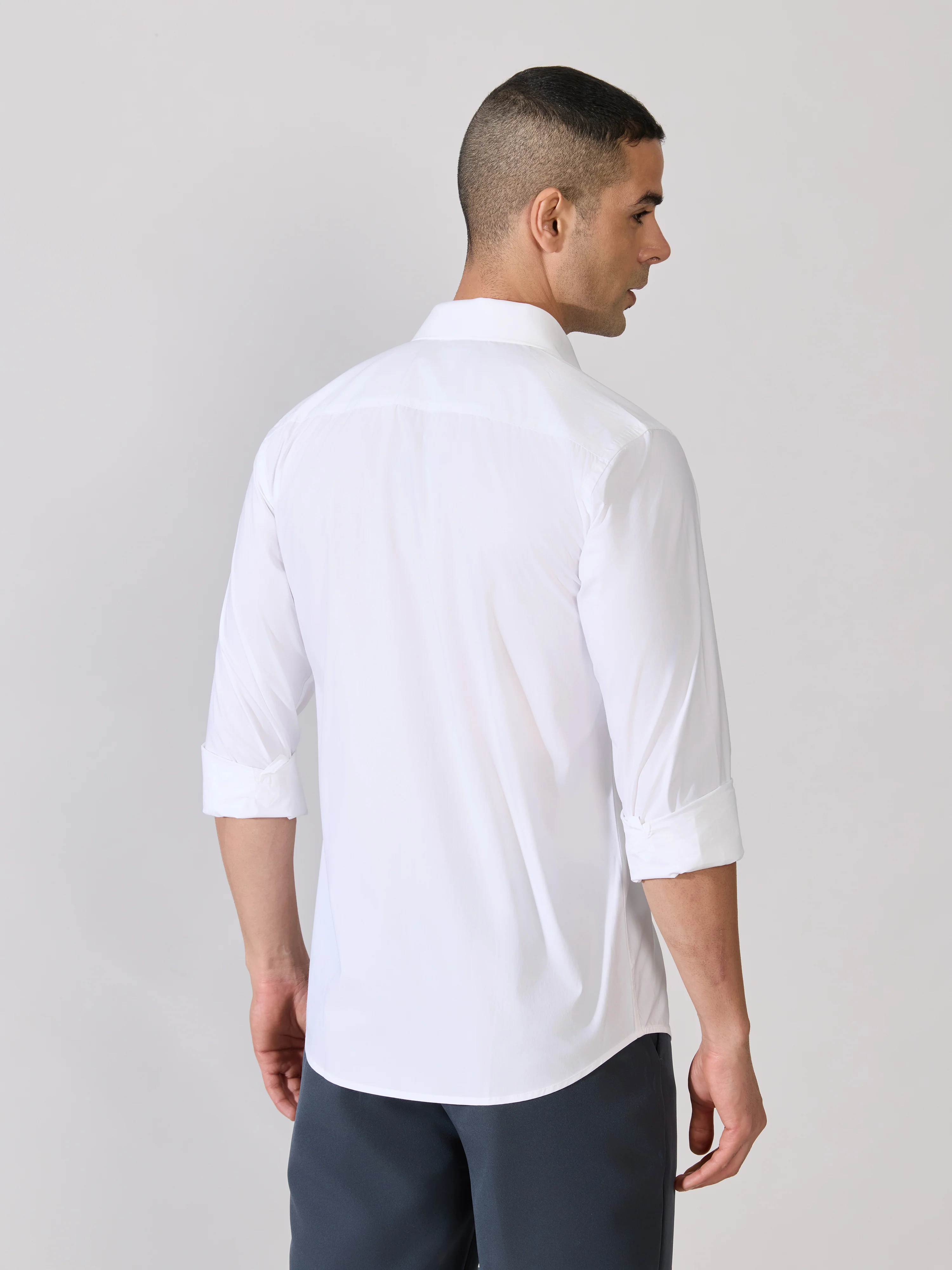 Valerius - Trim Fit Poplin Shirt - White - Image 6