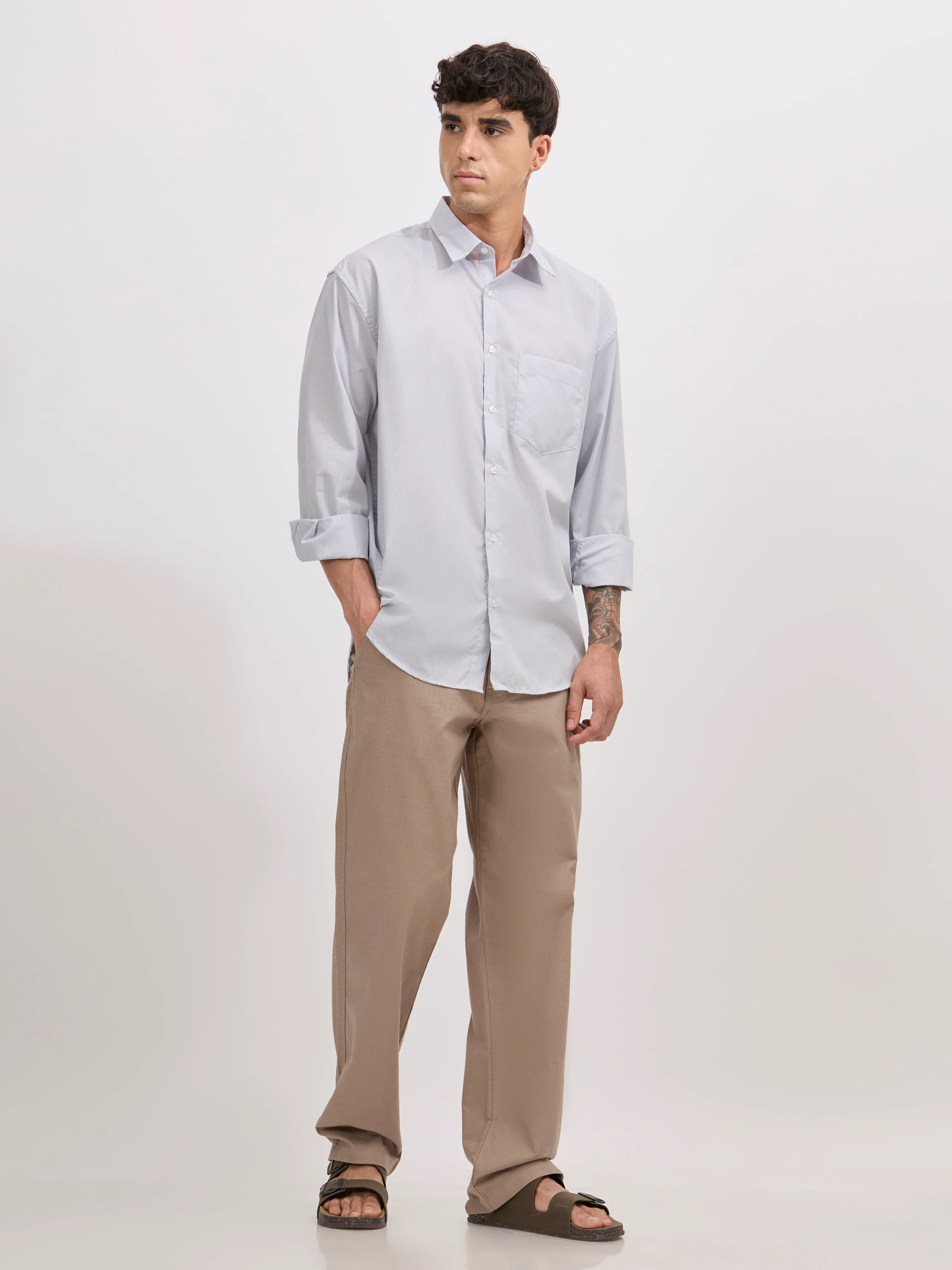 Veil - Cotton Oversized Striped shirt - Grey - Image 4