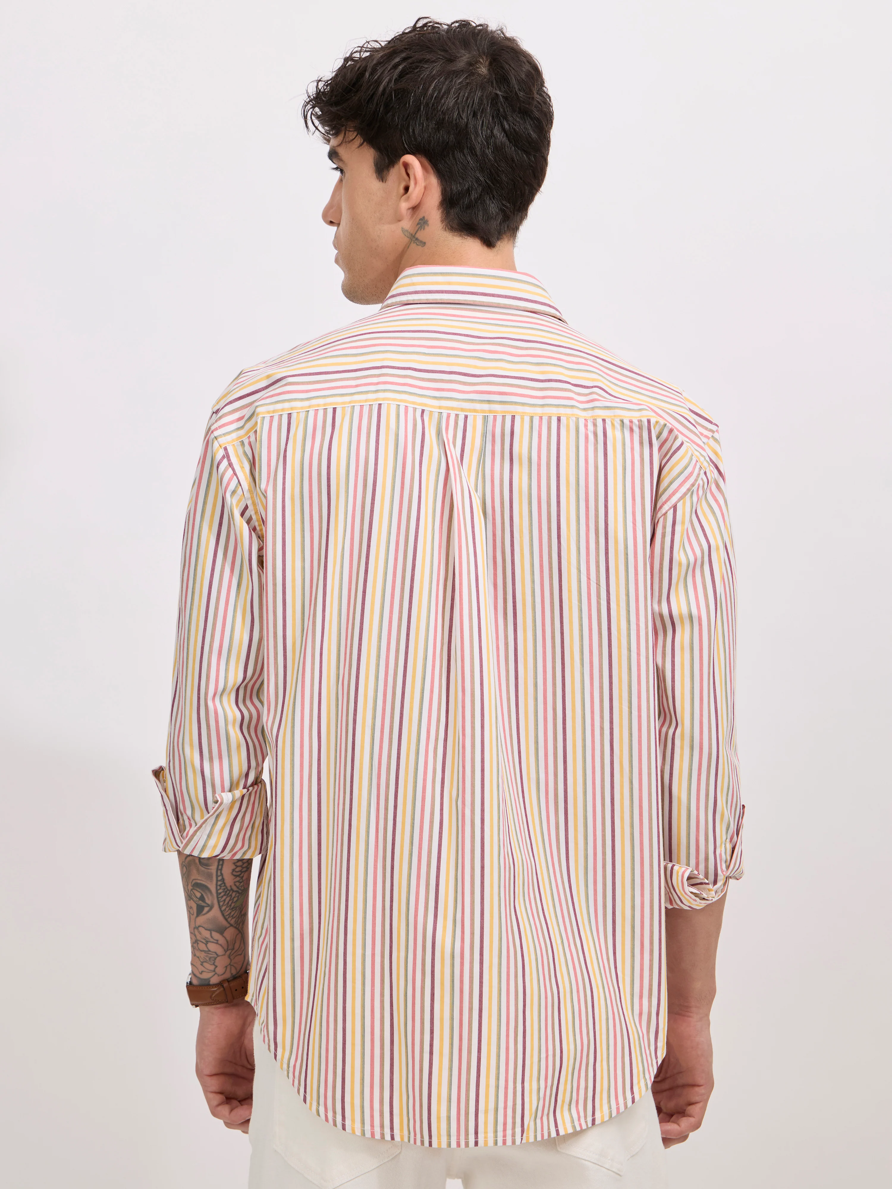 Veil - Cotton Oversized Striped shirt - Peach - Image 6