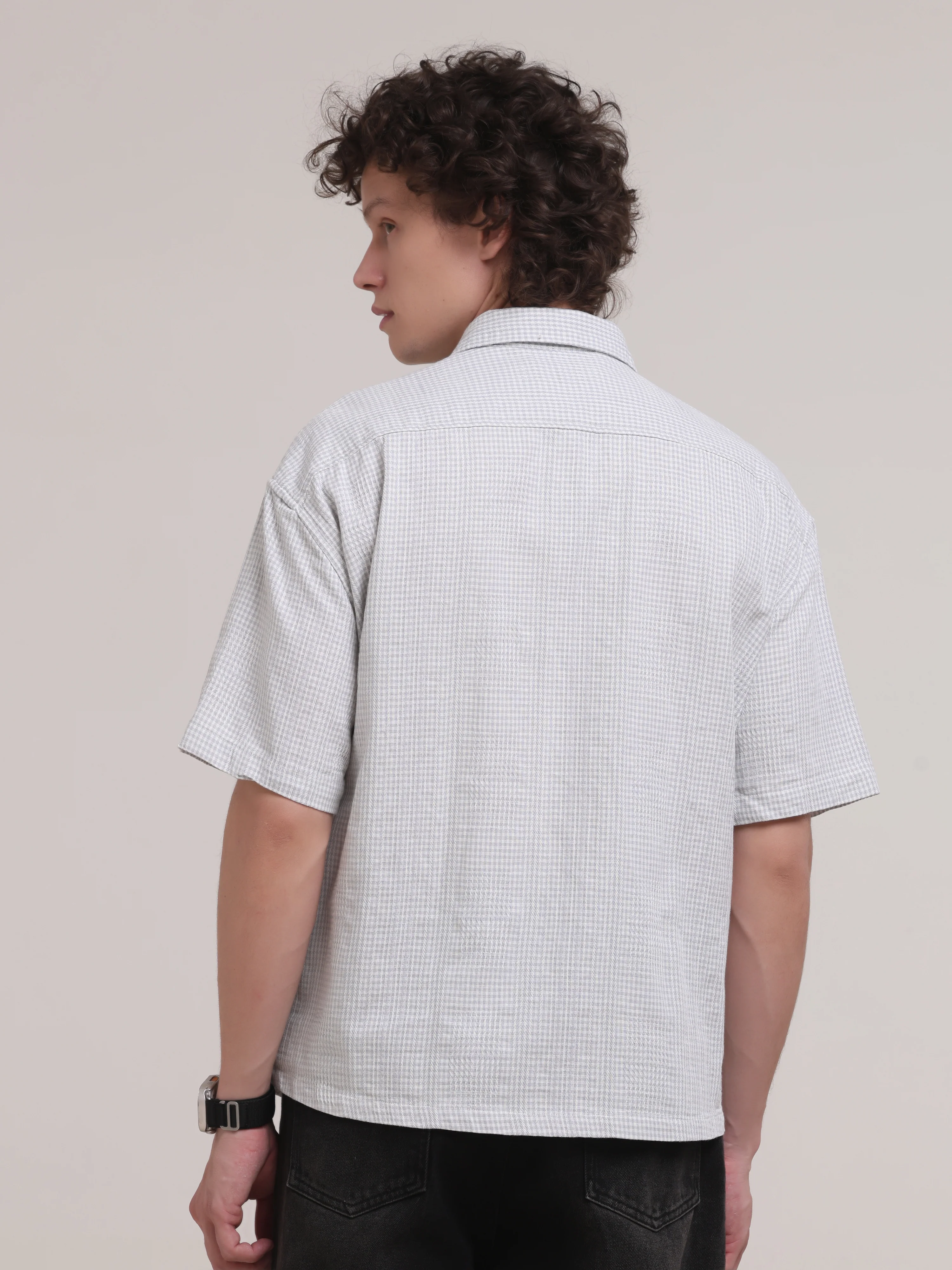 Michek Oversized Double Pocket Half Sleeve Shirt- Light Purple - Image 4