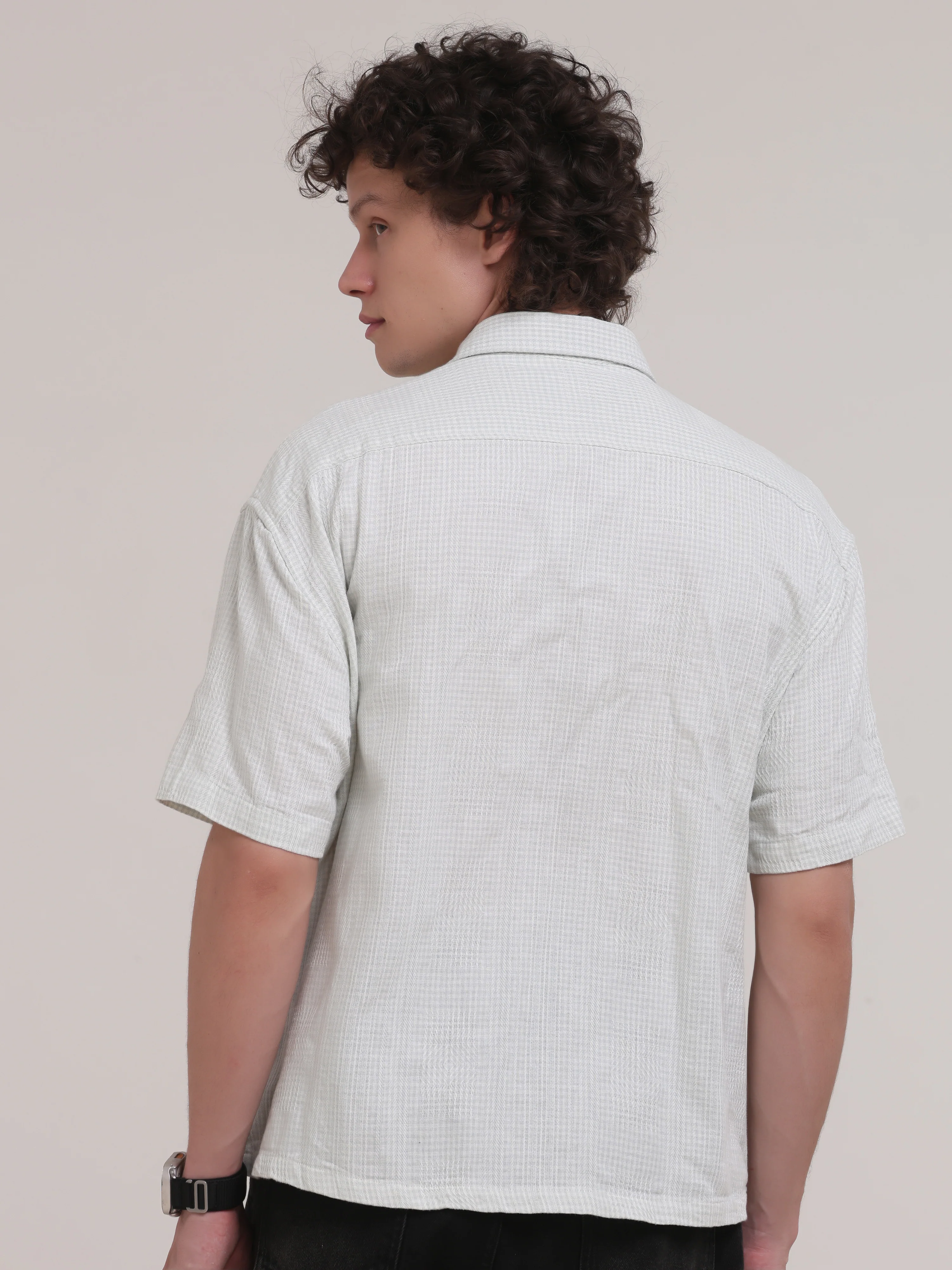 Michek Oversized Double Pocket Half Sleeve Shirt- Green - Image 4