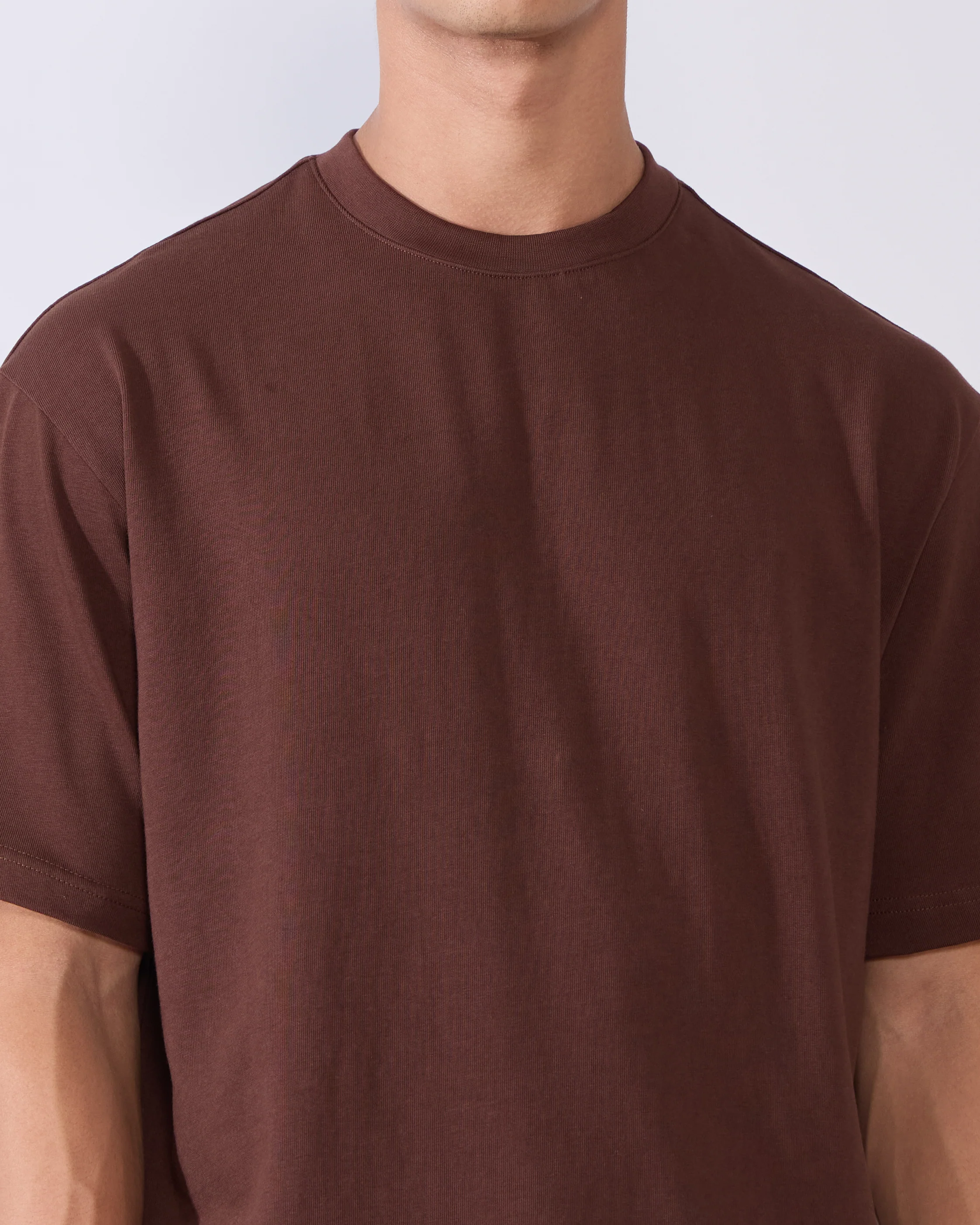 Vynora - Loose Fit Round Neck T-Shirt - Chocolate Brown - Image 3