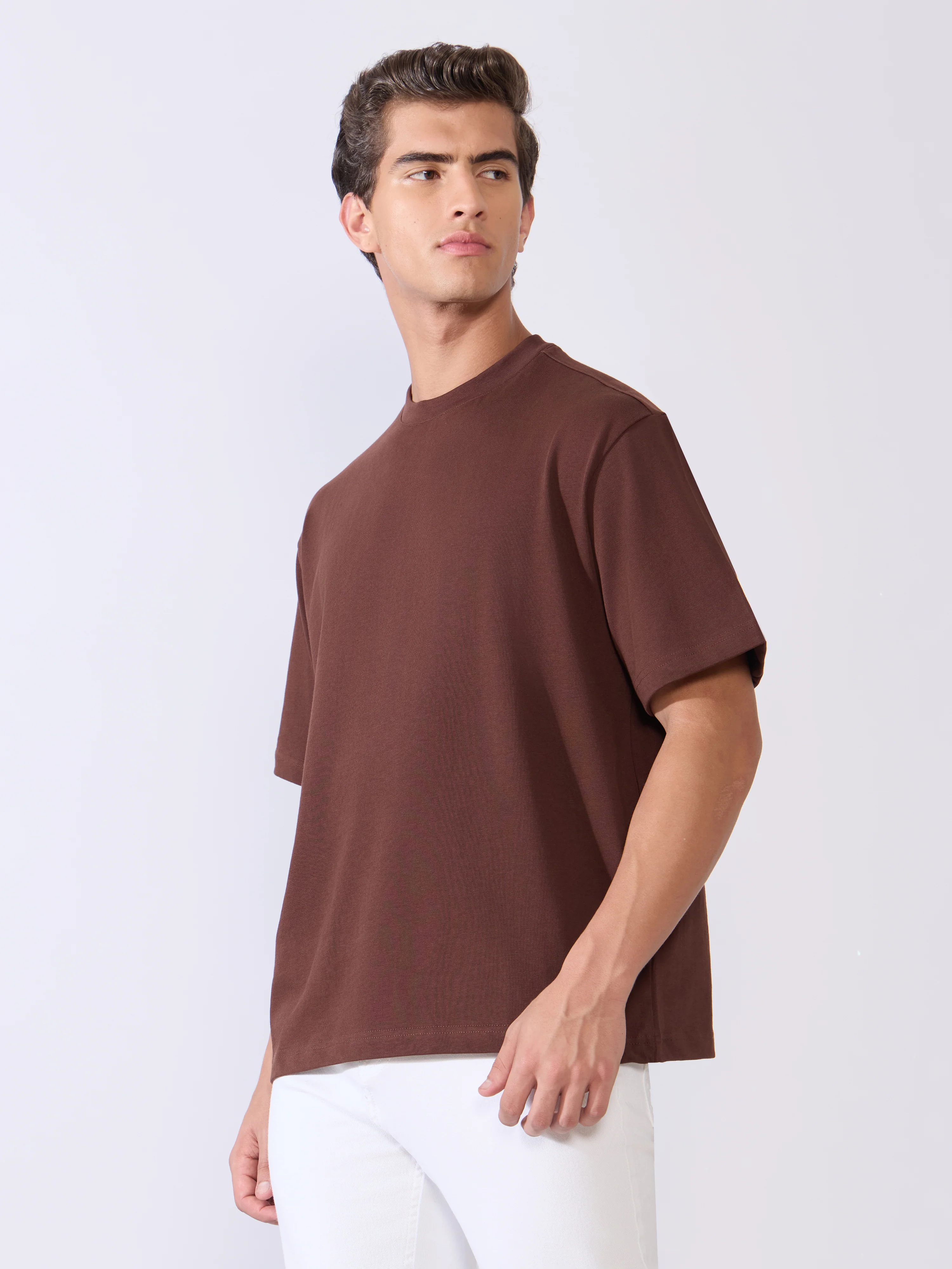 Vynora - Loose Fit Round Neck T-Shirt - Chocolate Brown - Image 5
