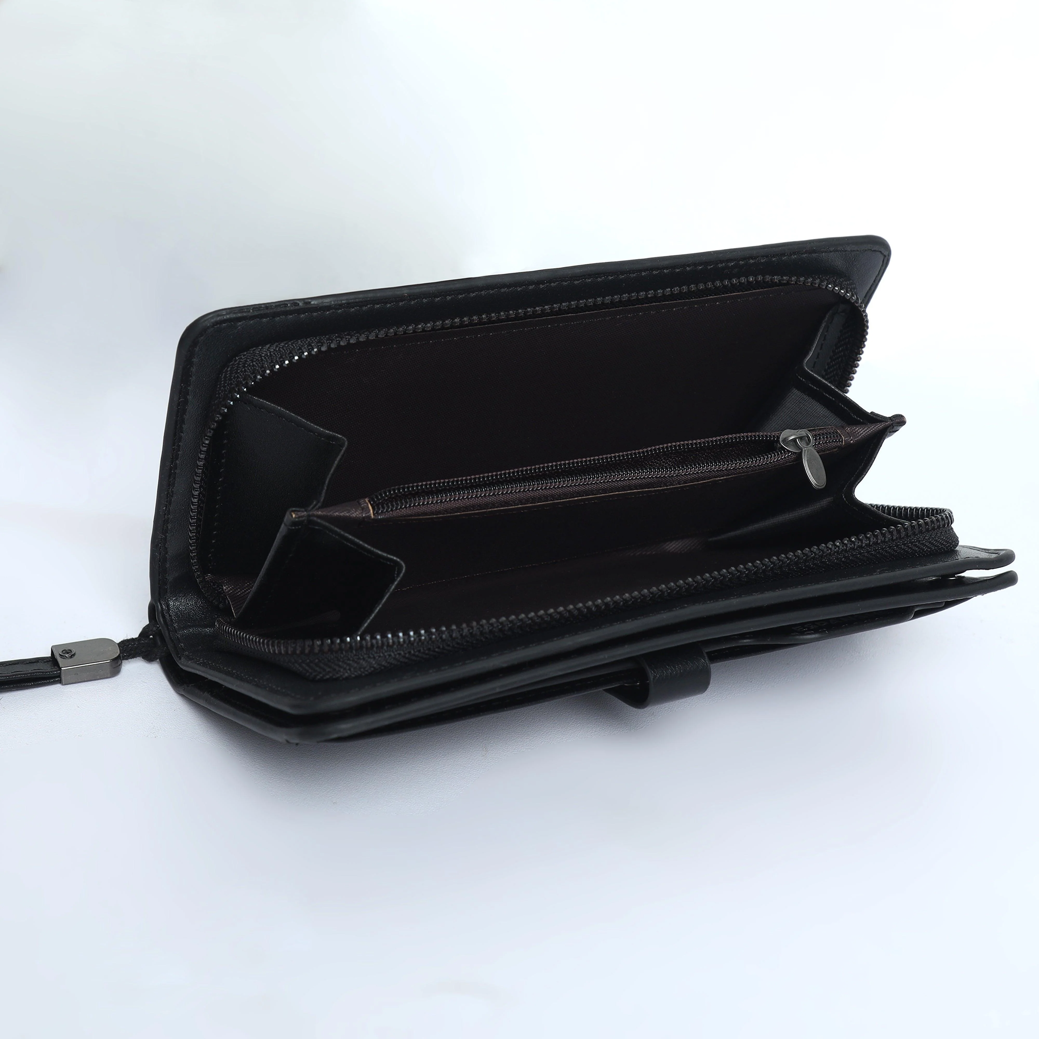 Leather Hand Wallet With Pull Out Card Compartment- Black - Image 9