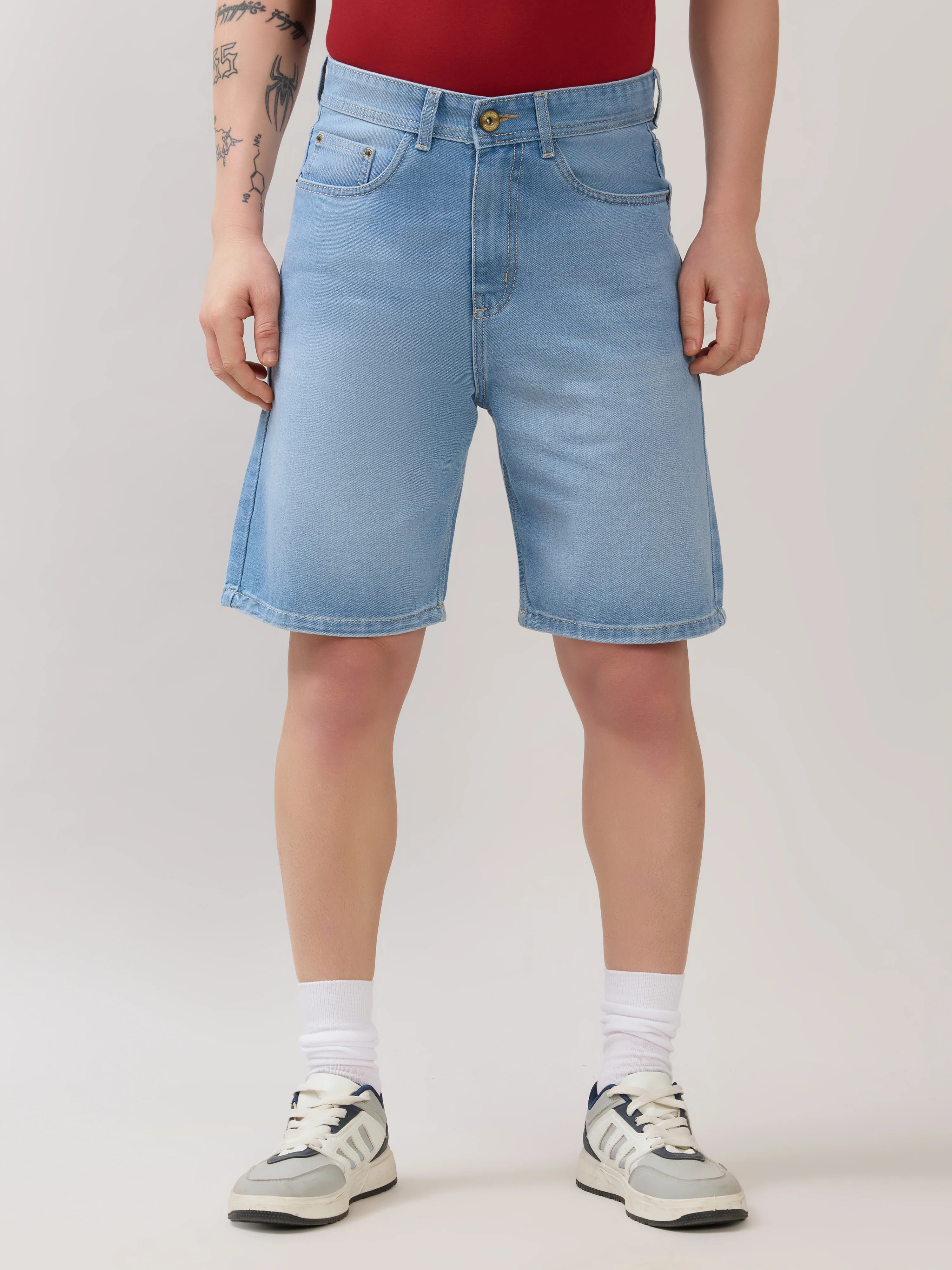 Wax - Relaxed Fit Denim Shorts - Blue - Image 4