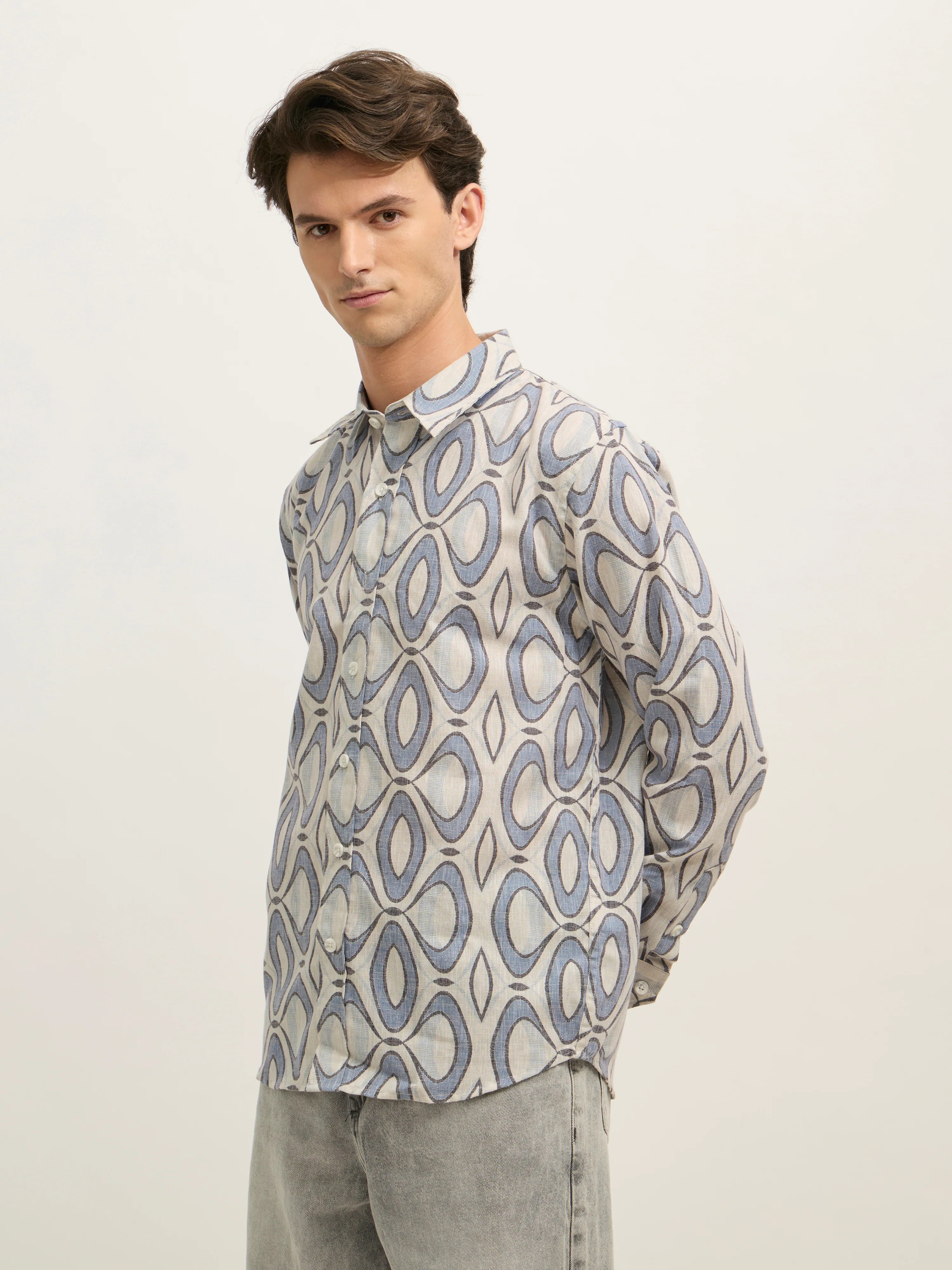 Westley - Regular Floral Printed Shirt - Baby Blue - Image 5