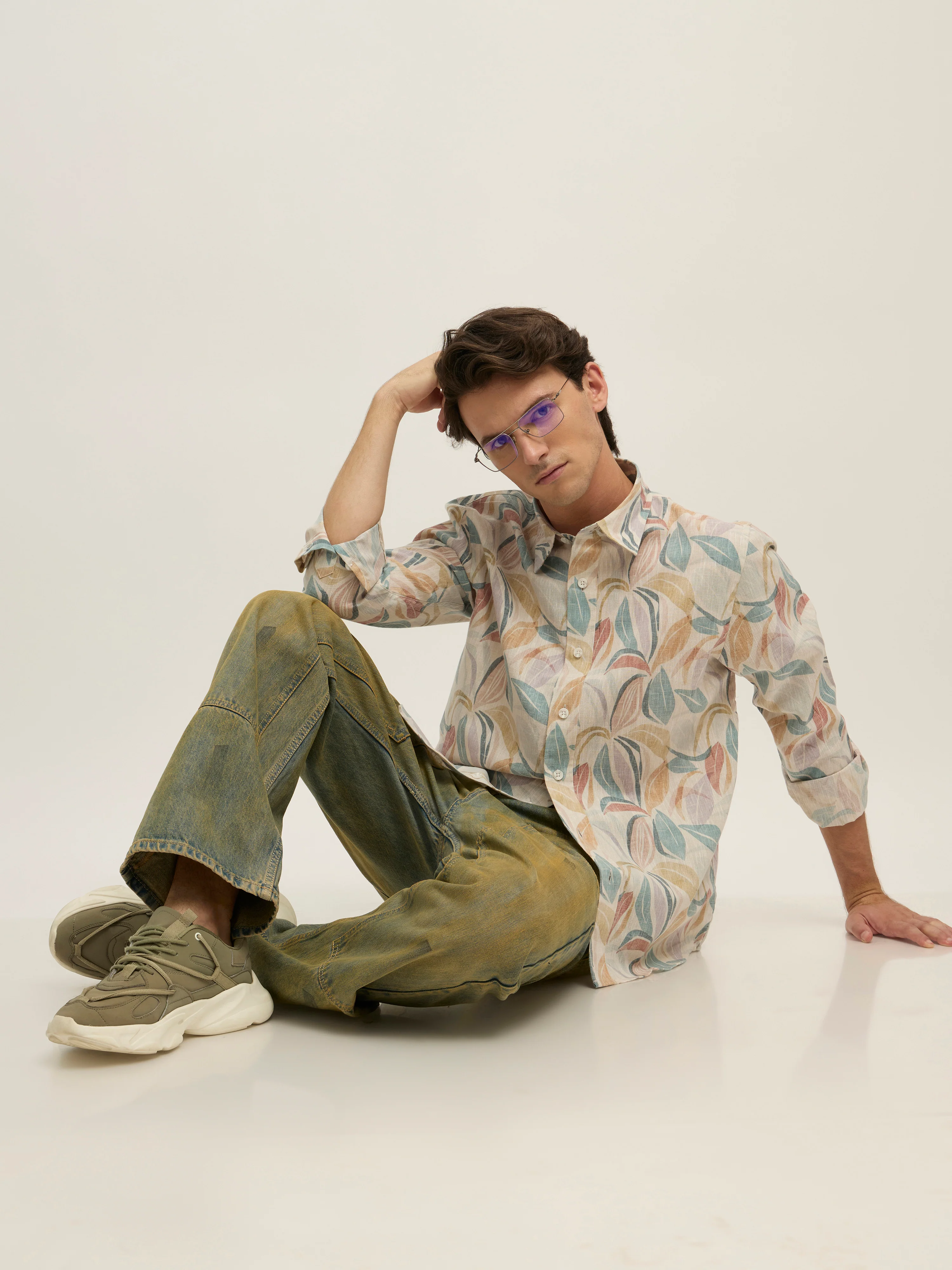 Westley - Regular Floral Printed Shirt - Blue Green - Image 3