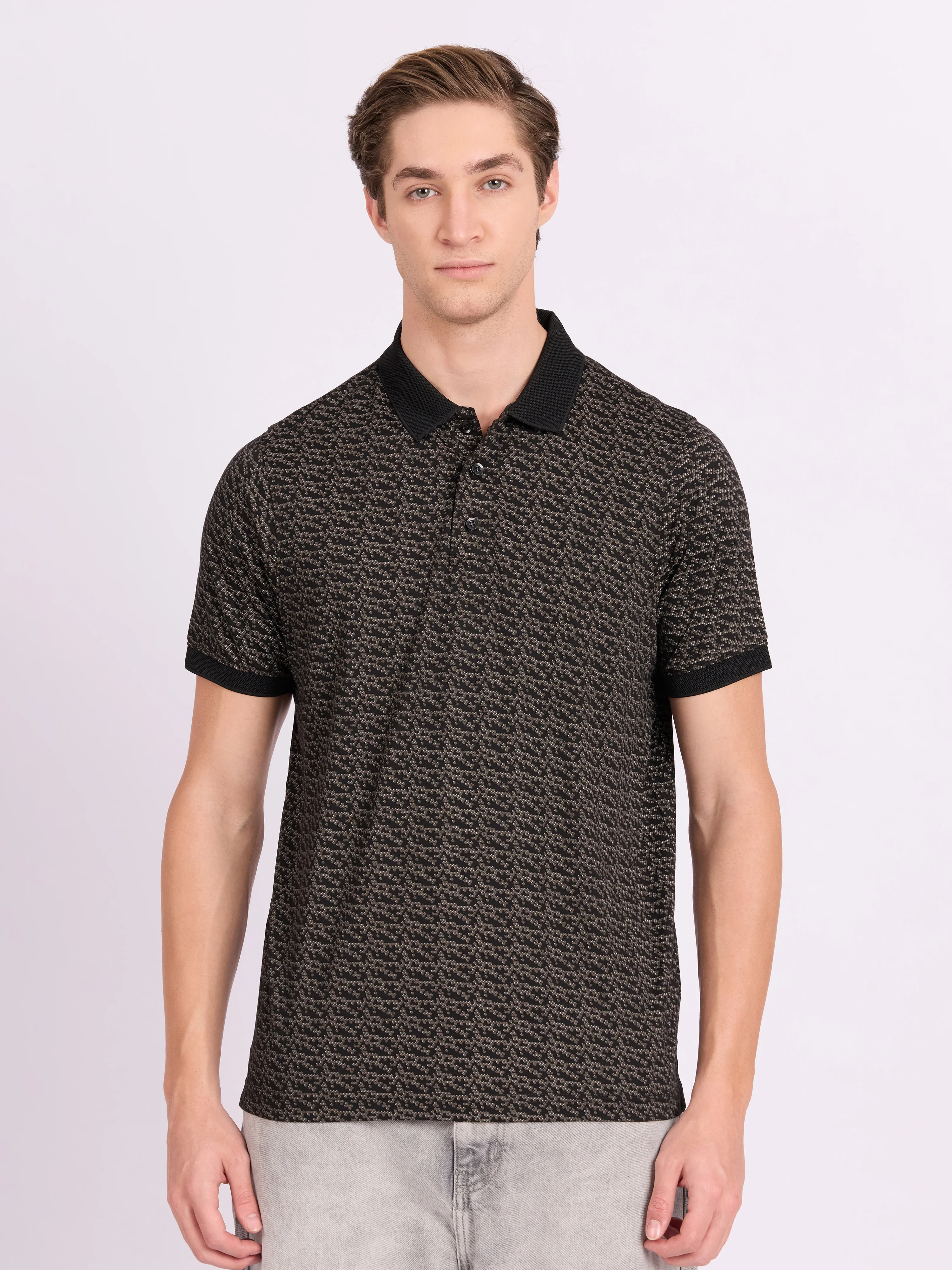 Xokeia - Regular Printed Polo T-Shirt - Black - Image 4