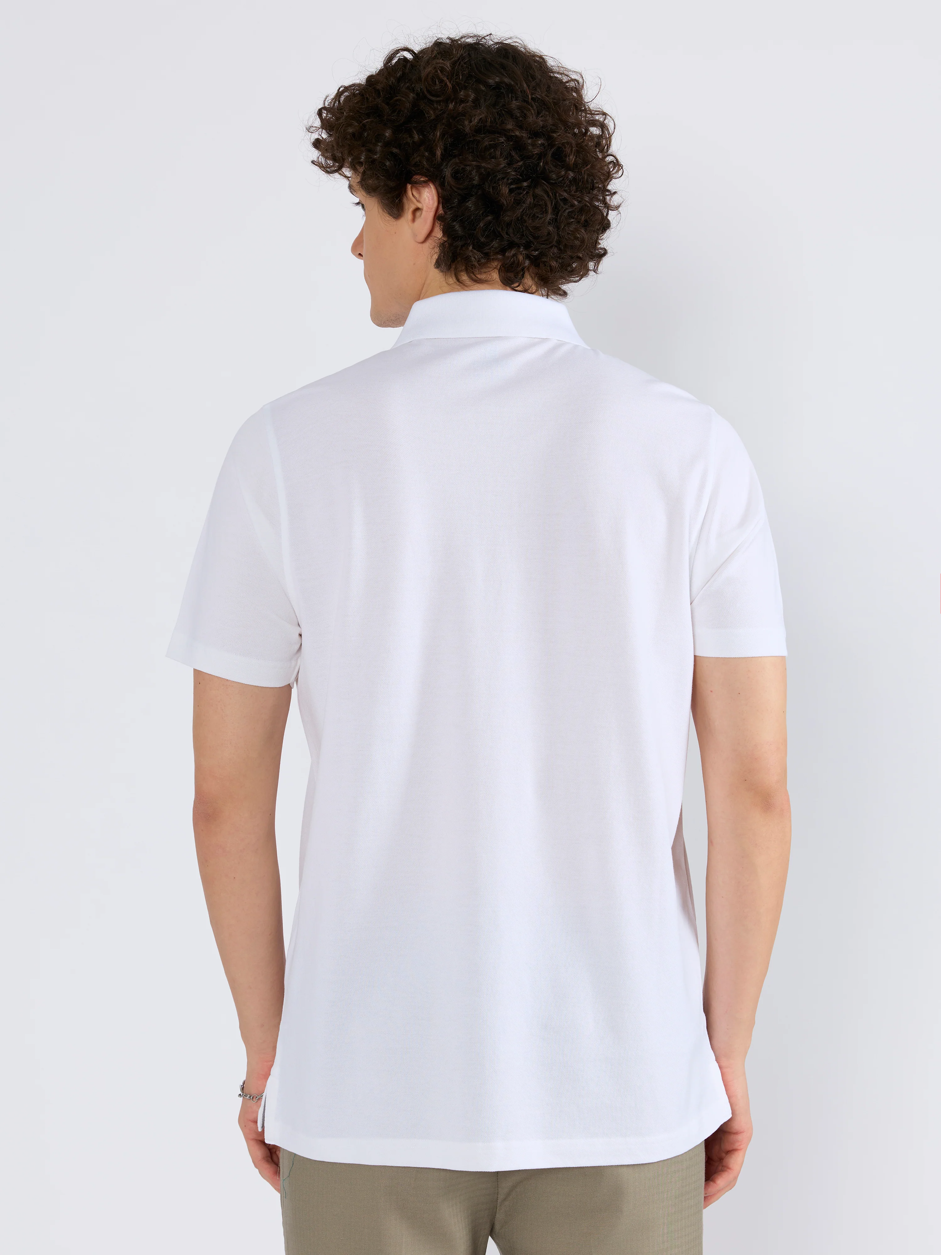 Yelitude - Solid Zipper Polo T-shirt - White - Image 6