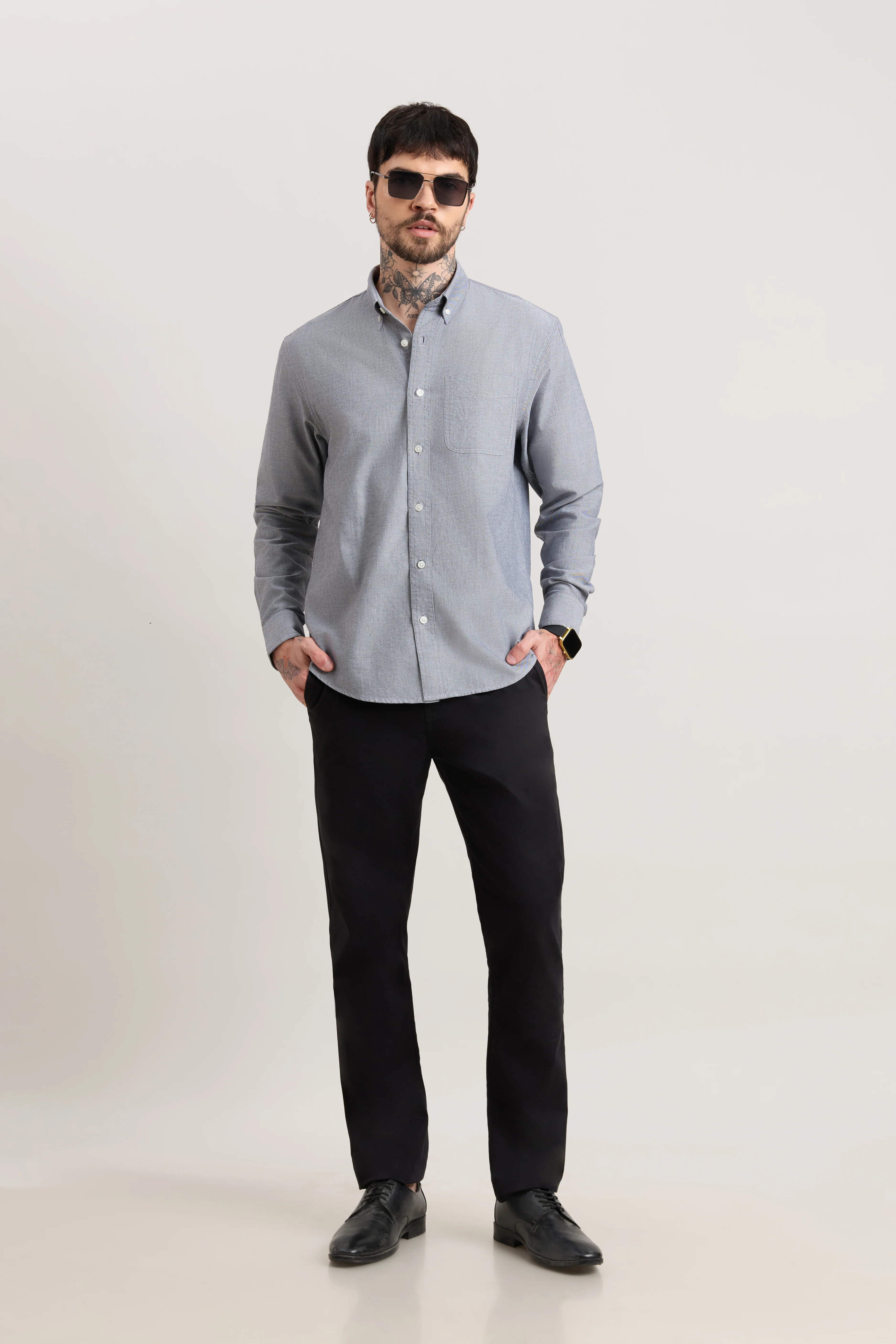 Zena - Relaxed Fit Oxford Shirt - Dark Grey - Image 2