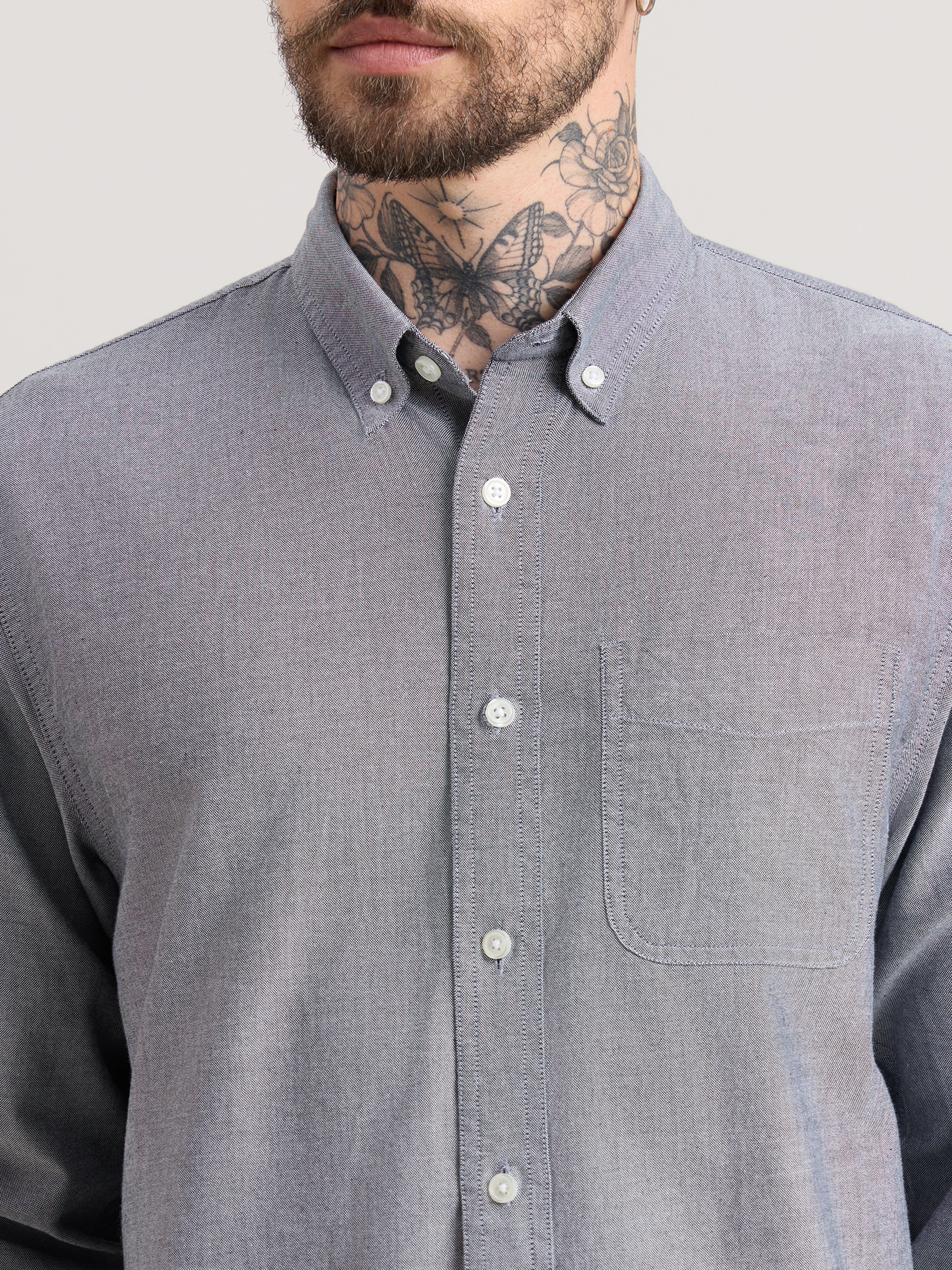 Zena - Relaxed Fit Oxford Shirt - Dark Grey - Image 3