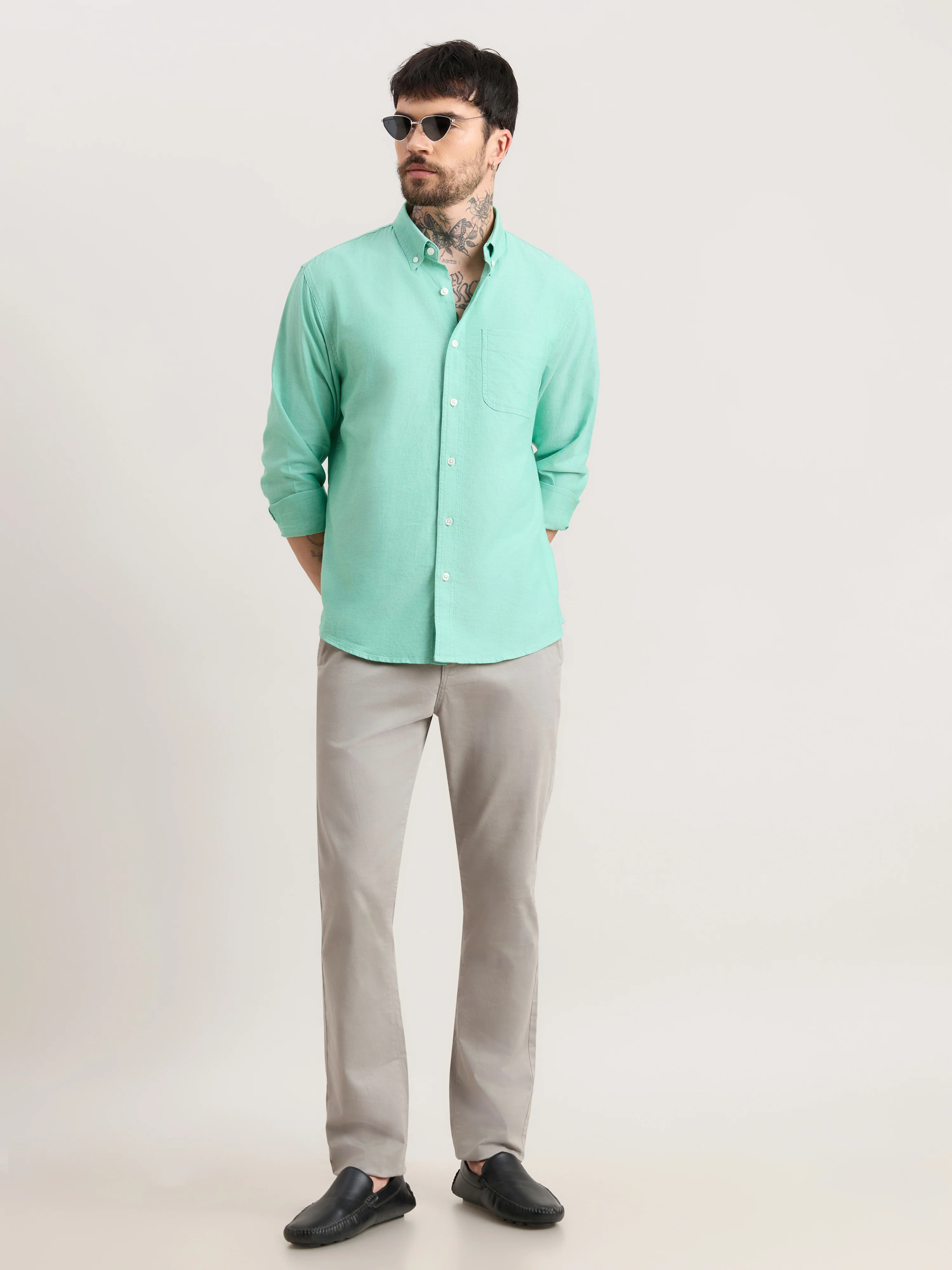 Zena - Relaxed Fit Oxford Shirt - Green - Image 2