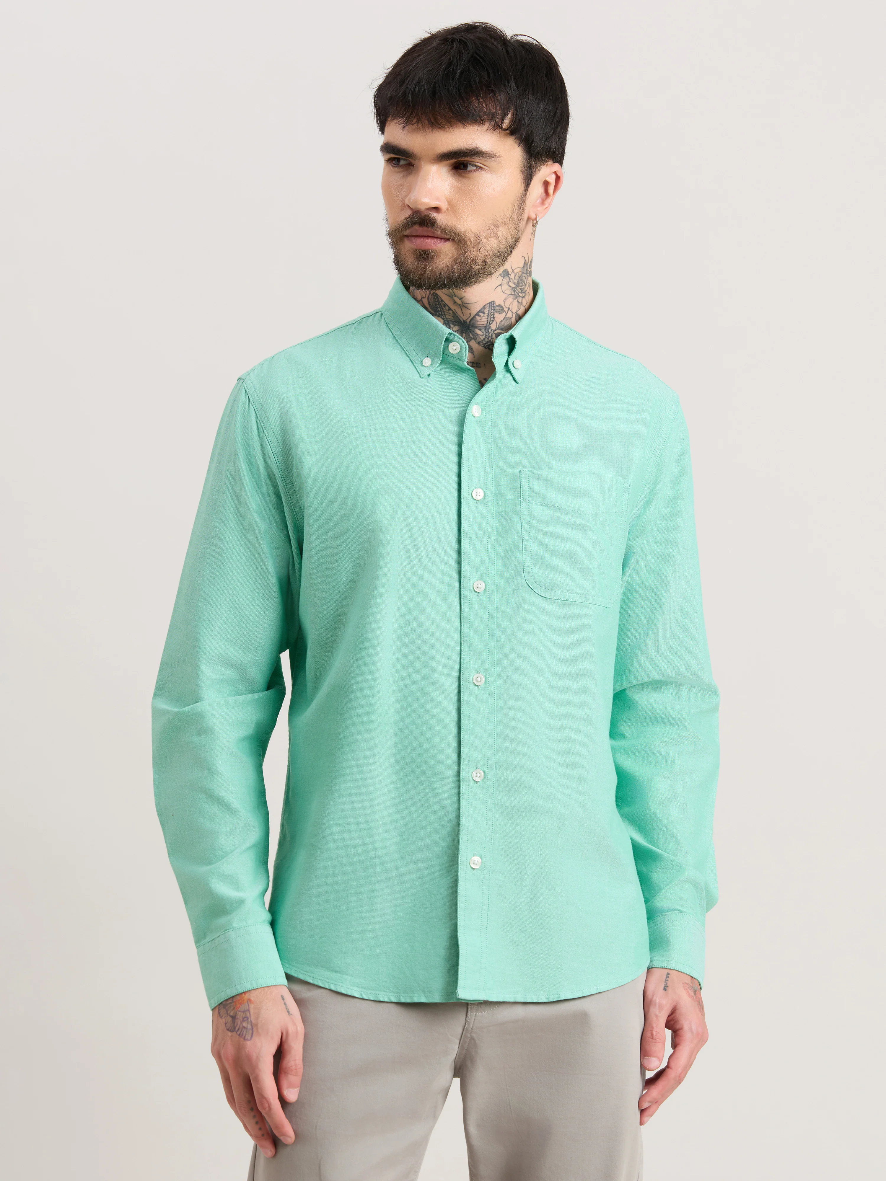Zena - Relaxed Fit Oxford Shirt - Green - Image 5