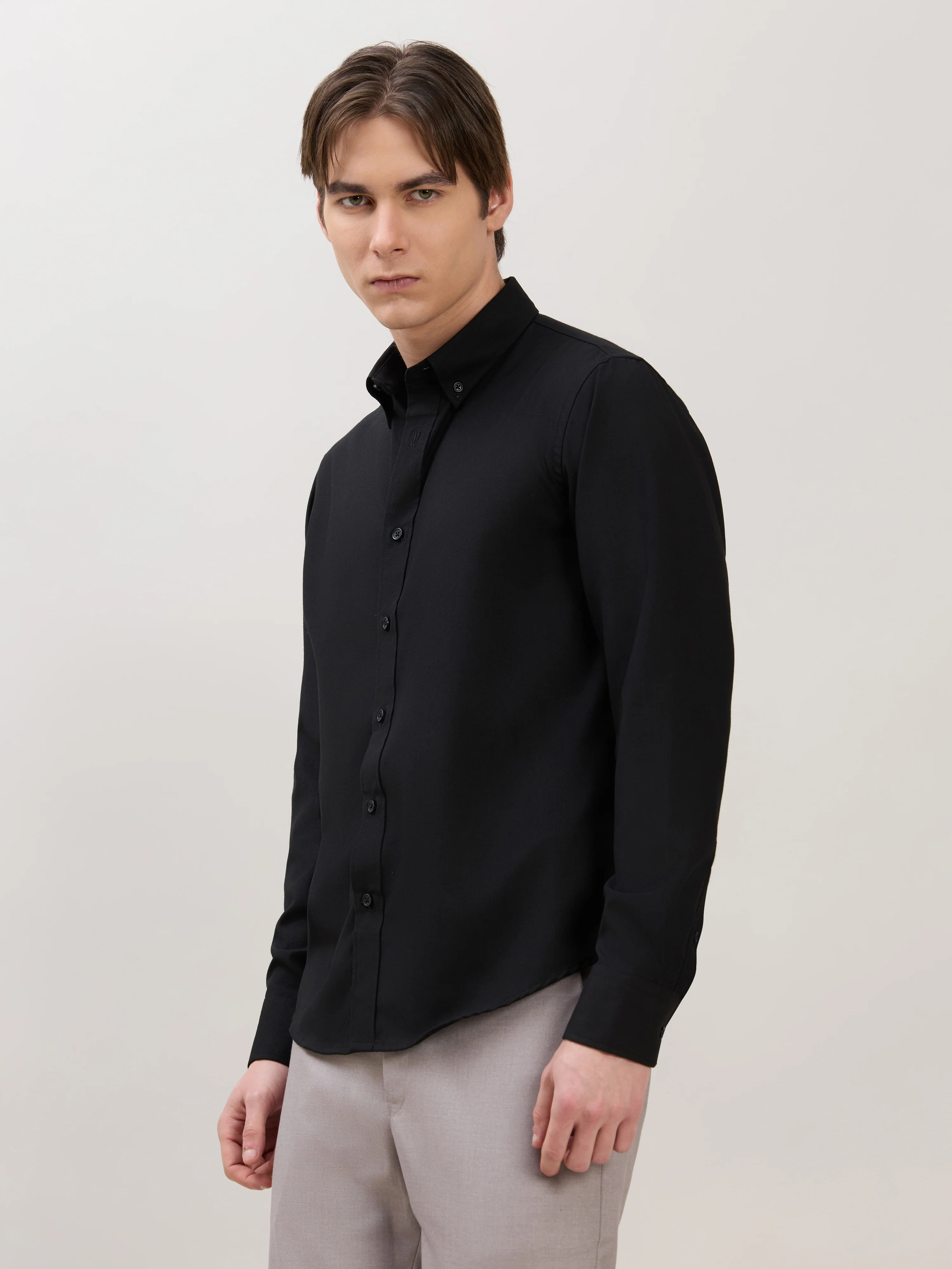 Zero - Relaxed Fit Plain Shirt - Black - Image 4