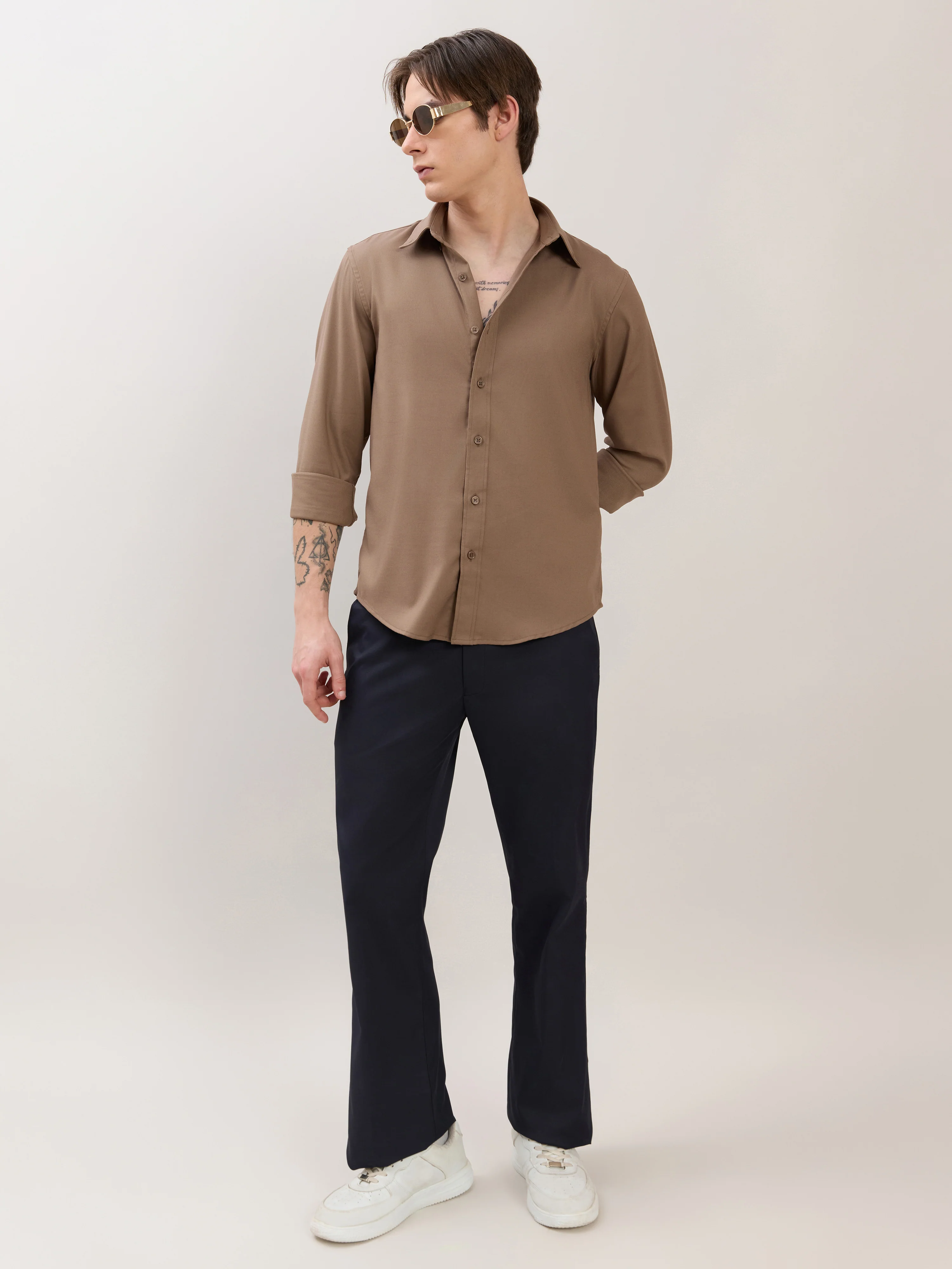 Zero - Relaxed Fit Plain Shirt - Olive Brown - Image 2