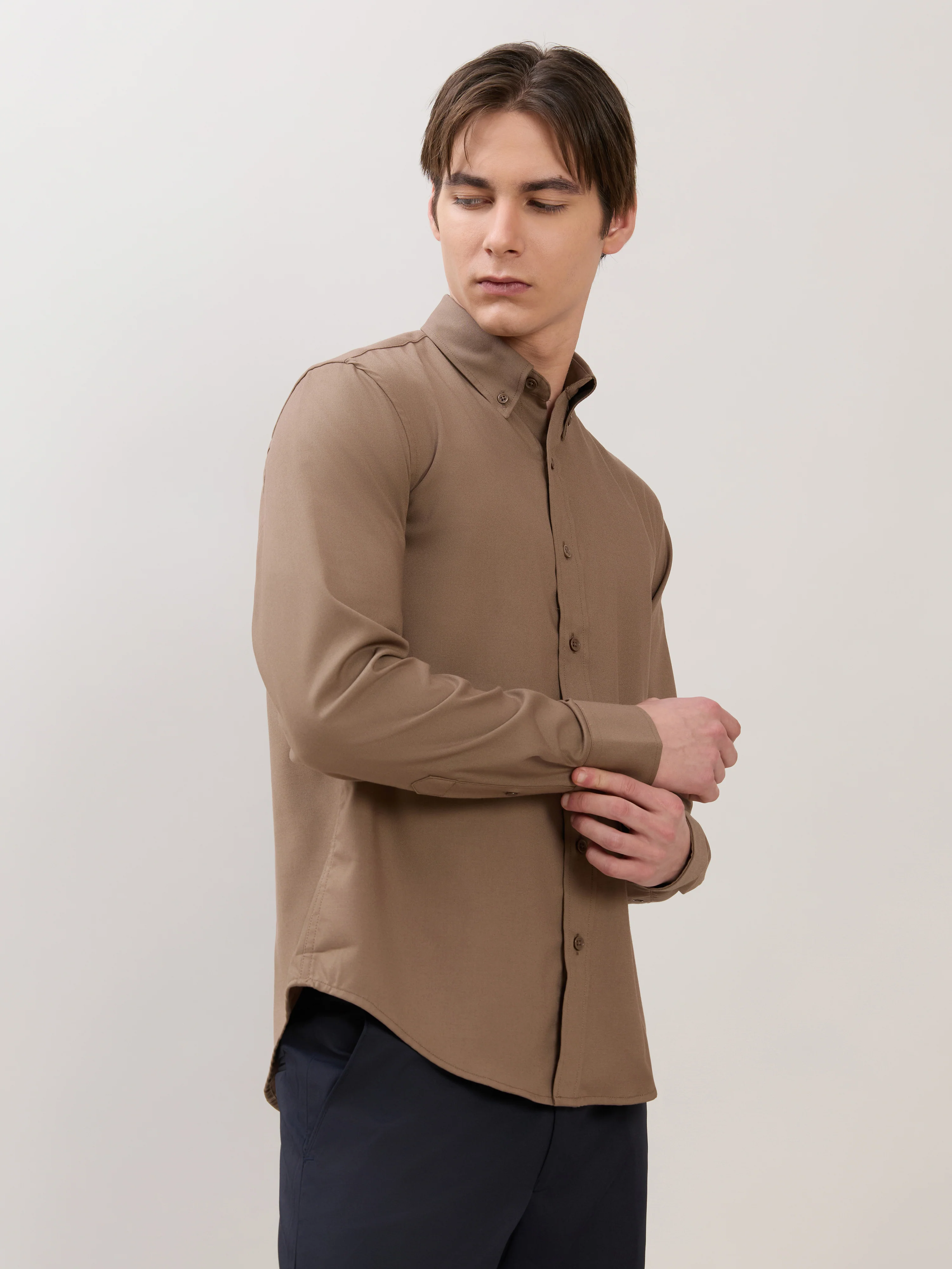 Zero - Relaxed Fit Plain Shirt - Olive Brown - Image 4