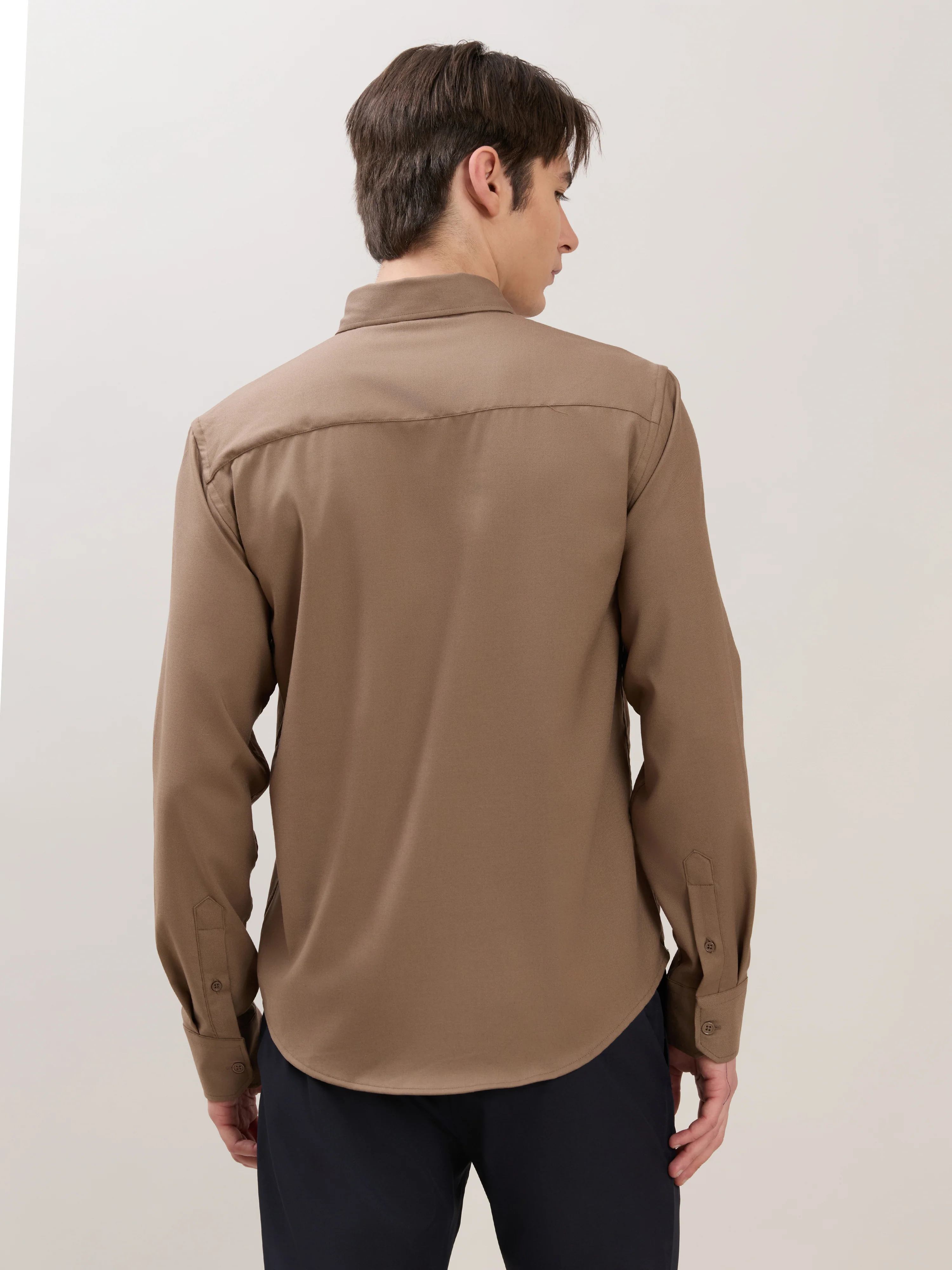 Zero - Relaxed Fit Plain Shirt - Olive Brown - Image 6